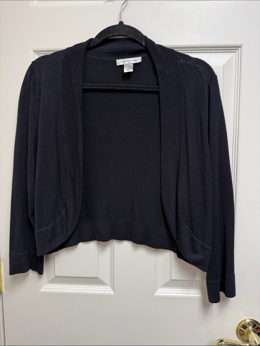 Christopher & Banks Black Open-Front Cropped Cardigan